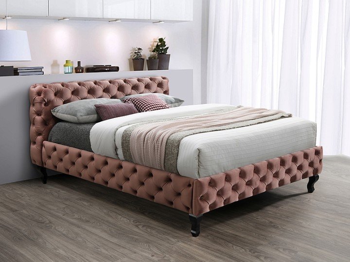 Кровать HERRERA VELVET 160X200 античная роза/венге BLUVEL 52 HERRERAV160RW